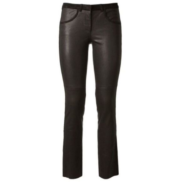 Isabel Marant  Lamb Leather Black Pants Skinny Suede Made in France Size 2 - Picture 4 of 9